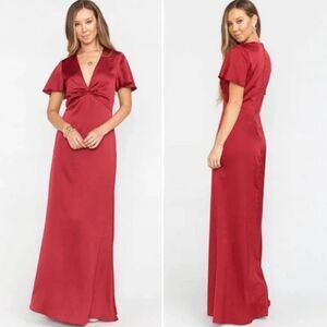 NWT Show Me Your MuMu Rome Twist Gown - Ruby Luxe Satin Small